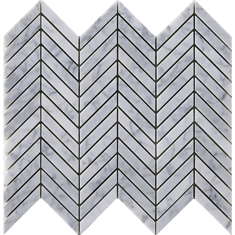 Happy Floors 12.5" x 12.2" Natural Stone Chevron Mosaic
