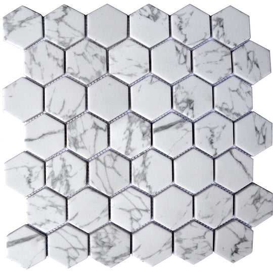 Happy Floors 12" x 12" Endura Hexagon Recycled Glass Mosaic