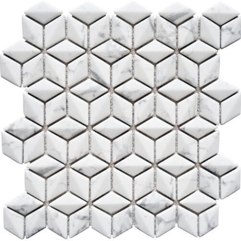 Happy Floors 10.5" x 10.5" Endura Recycled Glass 3D Rhomboid Mosaic