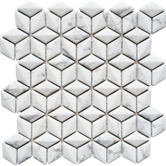 Happy Floors 10.5" x 10.5" Endura Recycled Glass 3D Rhomboid Mosaic