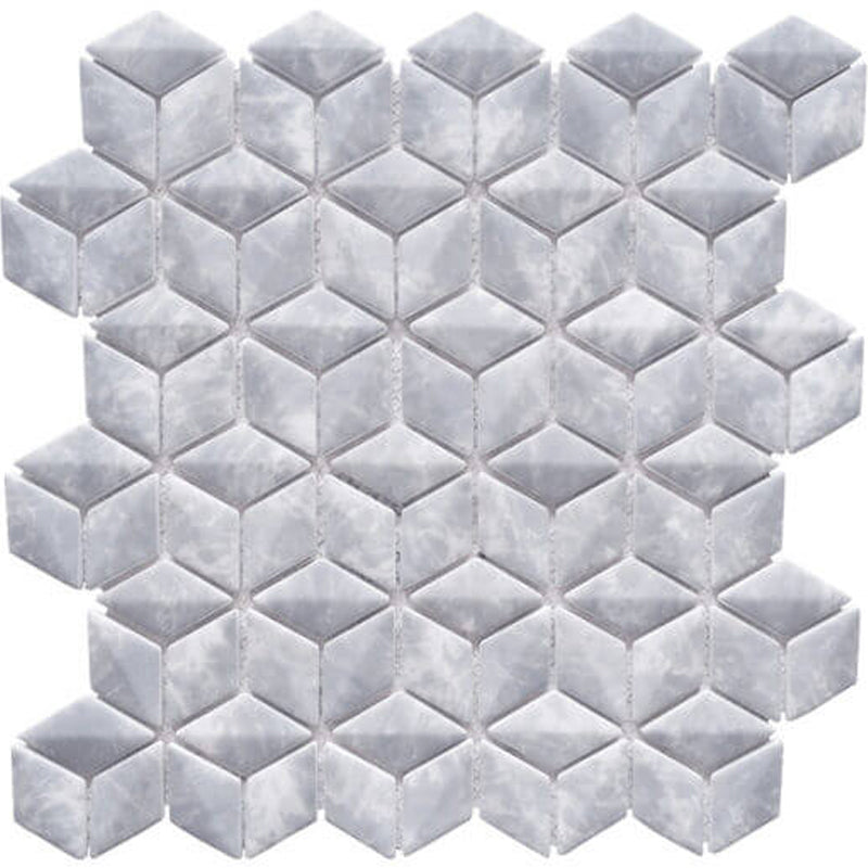 Happy Floors 10.5" x 10.5" Endura Recycled Glass 3D Rhomboid Mosaic