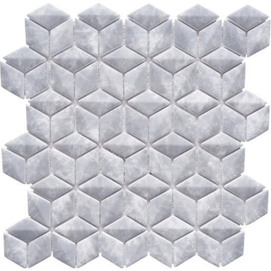 Happy Floors 10.5" x 10.5" Endura Recycled Glass 3D Rhomboid Mosaic