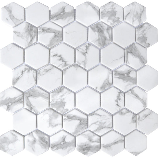 Happy Floors 12" x 12" Endura Hexagon Recycled Glass Mosaic