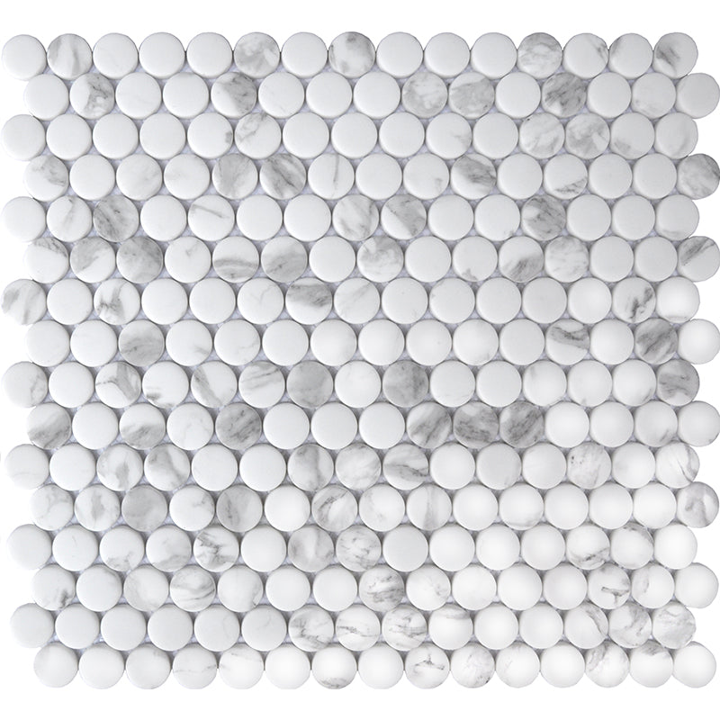 Happy Floors 11.5" x 12.5" Endura Penny Round Recycled Glass Mosaic
