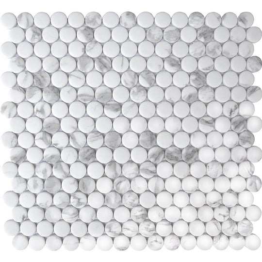 Happy Floors 11.5" x 12.5" Endura Penny Round Recycled Glass Mosaic
