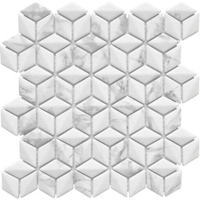 Happy Floors 10.5" x 10.5" Endura Recycled Glass 3D Rhomboid Mosaic