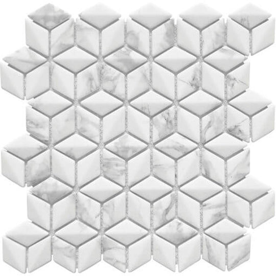 Happy Floors 10.5" x 10.5" Endura Recycled Glass 3D Rhomboid Mosaic