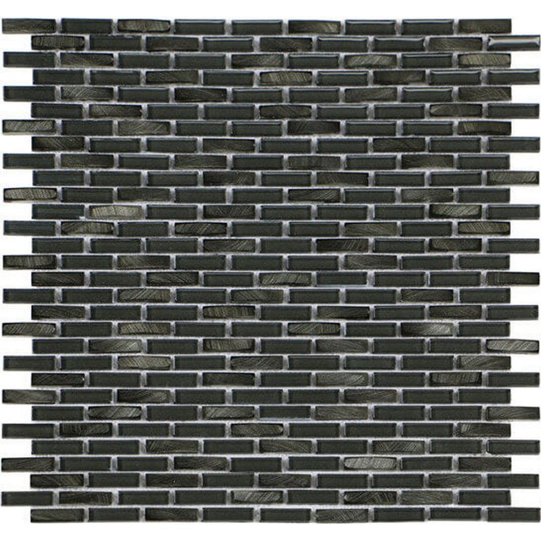 Happy Floors 11.9" x 12" Iridium Mini Brick Glass & Stone Mosaic