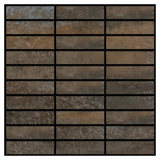 Happy Floors 12" x 12" Contempo Rectified Natural Porcelain 1.25x4" Mosaic