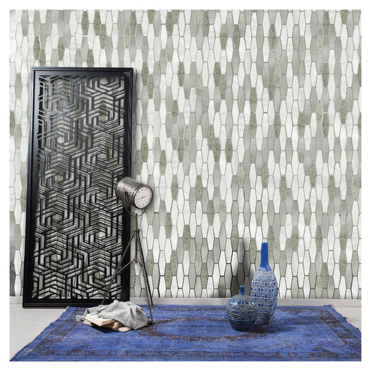 Daltile-Infinite-Mirage-12-x-12-Stone-&-Metal-1x4-Stretched-Hexagon-Mosaic-Eternal-Dream