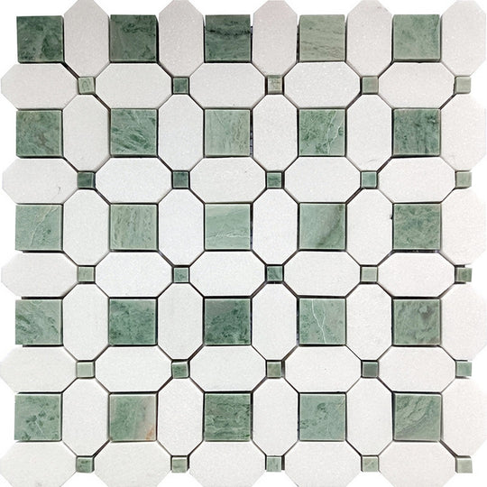 MiR Ireland 12.1" x 12.1" Natural Stone Octagon & Dot Mosaic