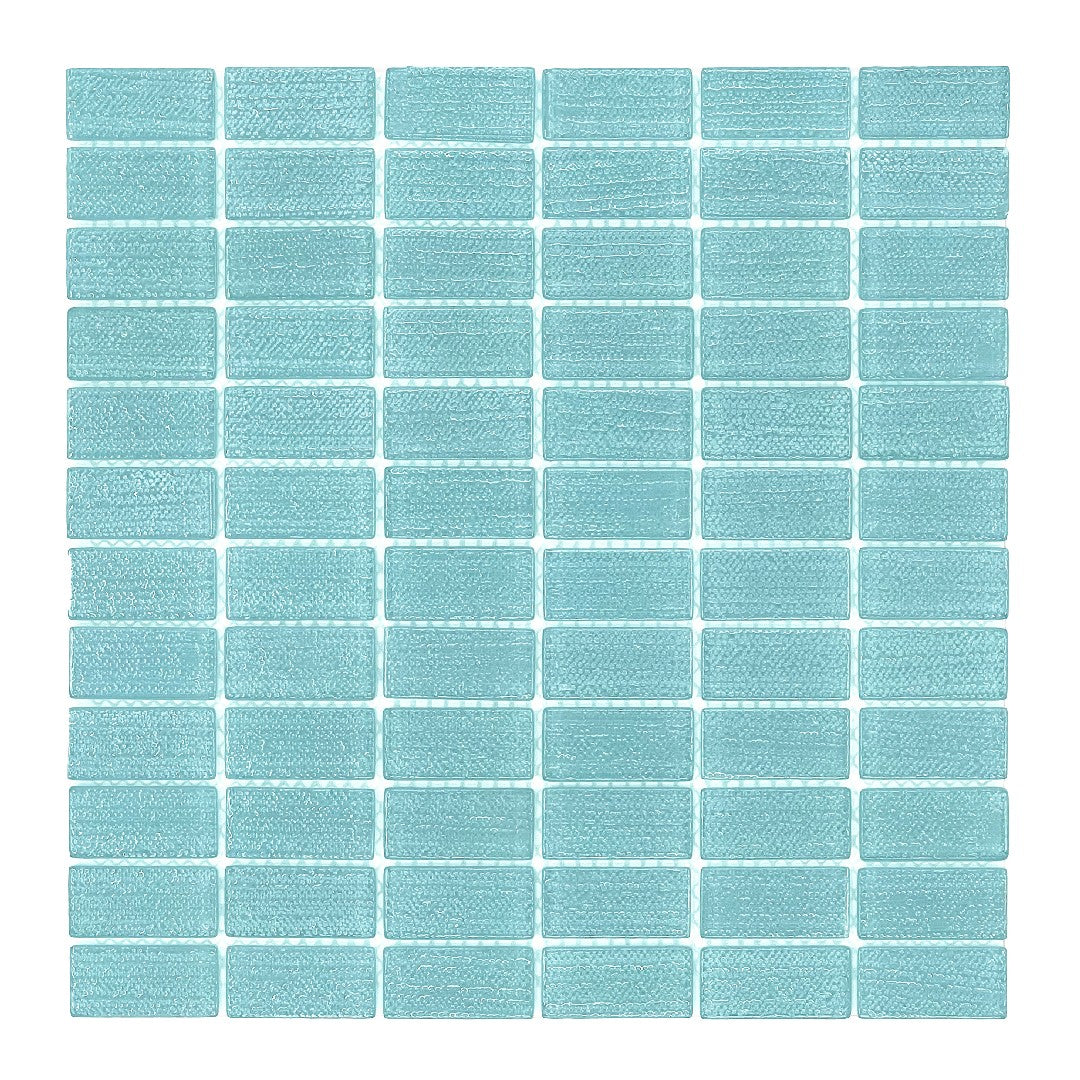 Island Stone 12" x 12" Cascade Gloss & Textured Glass 1x2" Straight Stack Mosaic