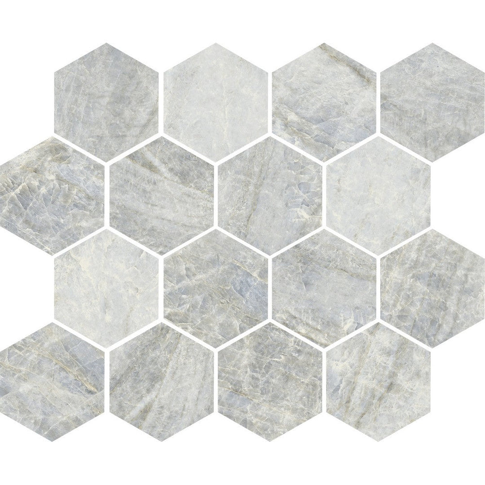 Tesoro 11" x 9.5" Oyster Rectified Matte 3" Hexagon Porcelain Mosaic