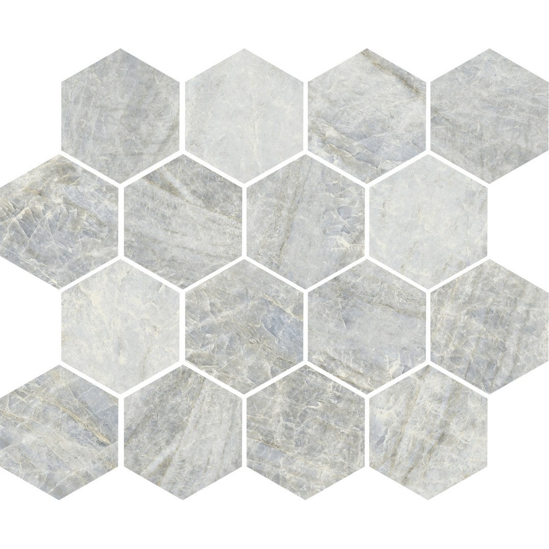 Tesoro 11" x 9.5" Oyster Rectified Matte 3" Hexagon Porcelain Mosaic