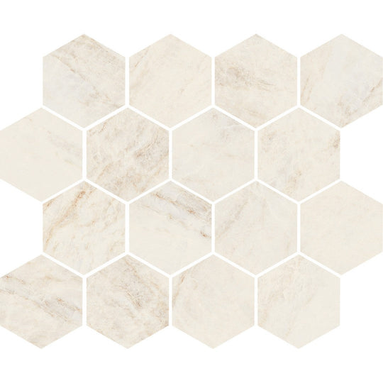Tesoro 11" x 9.5" Oyster Rectified Matte 3" Hexagon Porcelain Mosaic