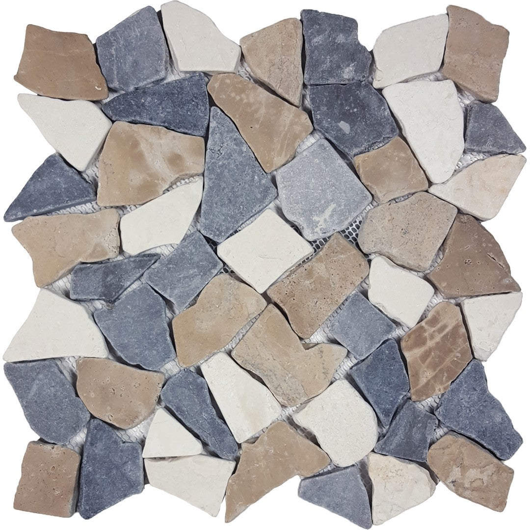 Tesoro 11.25" x 11.25" Ocean Stones Natural Stone Tumbled Mosaic