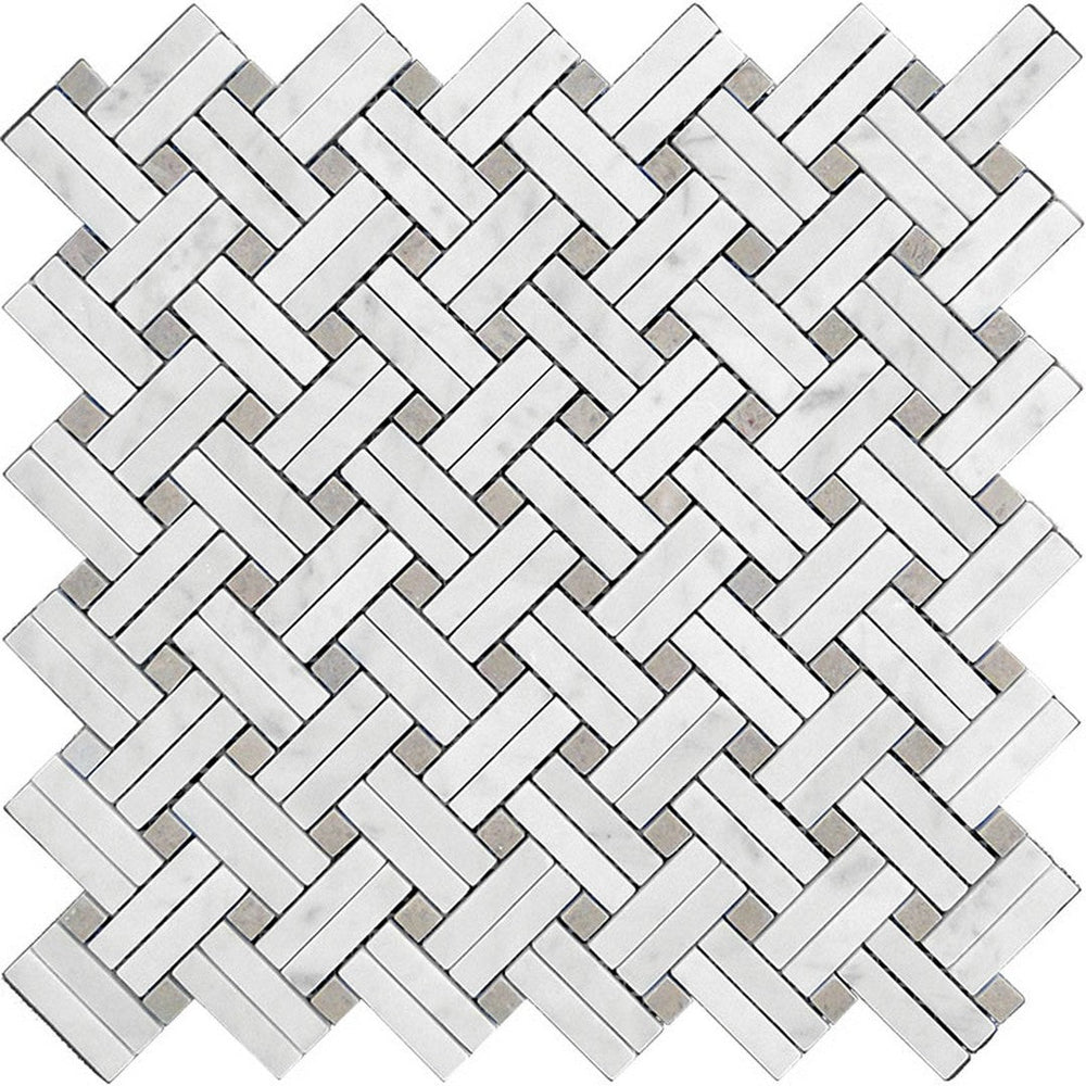 MiR Marbella 11.2" x 11.5" Polished Marble Weave Mosaic