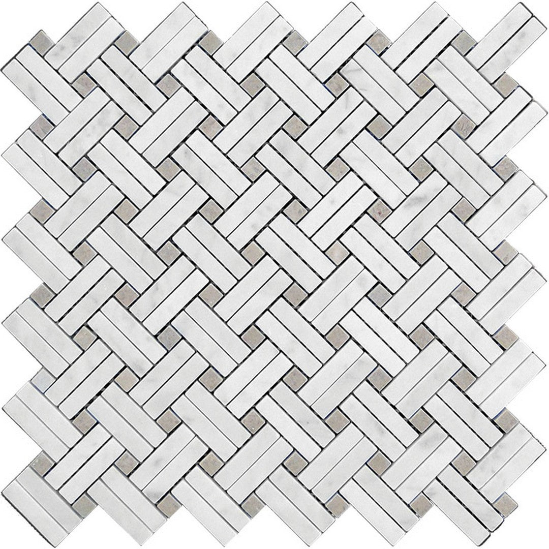 MiR Marbella 11.2" x 11.5" Polished Marble Weave Mosaic