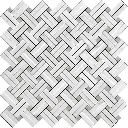 MiR Marbella 11.2" x 11.5" Polished Marble Weave Mosaic