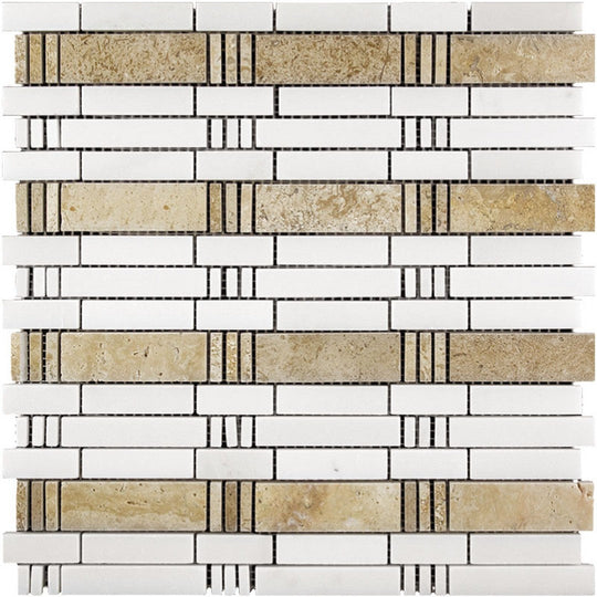 MiR Marbella 12" x 12" Polished Marble Weave Mosaic