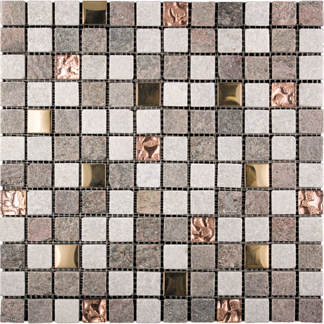 MiR Metallico 12" x 12" Glass & Stone & Metal 1" Mosaic