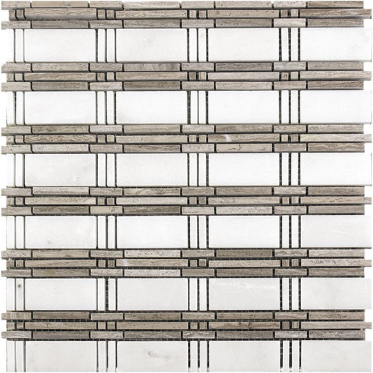 MiR Marbella 12" x 12" Polished Marble Weave Mosaic