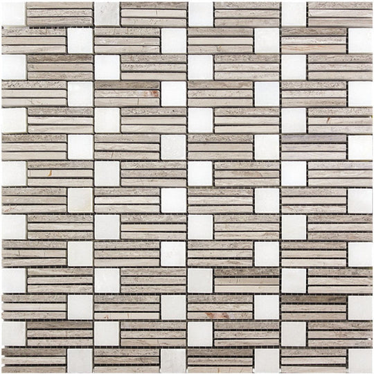 MiR Marbella 12" x 12" Polished Marble Weave Mosaic