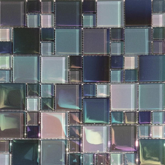 Tesoro 12" x 12" Lux Aqua Random Glass Mosaic