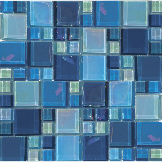 Tesoro 12" x 12" Lux Aqua Random Glass Mosaic