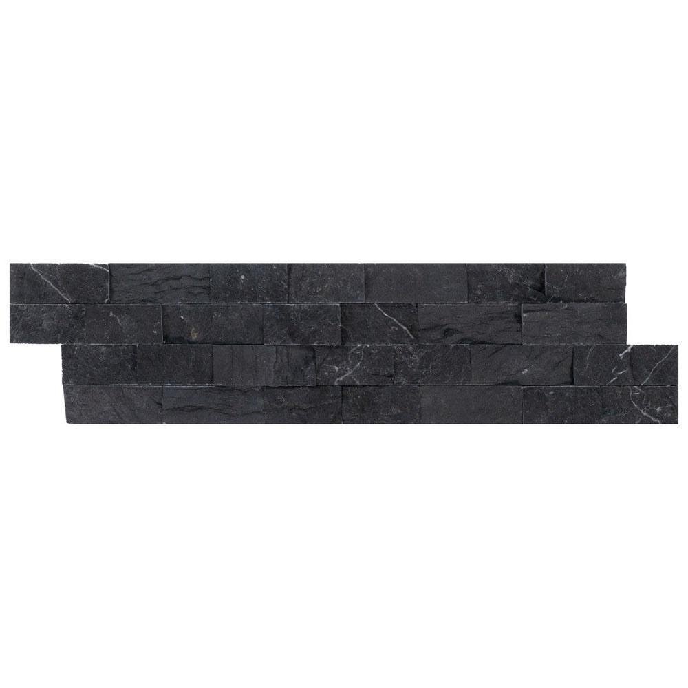 Keystone 6" x 24" Black Marble Natural Ledger Stone Mosaic