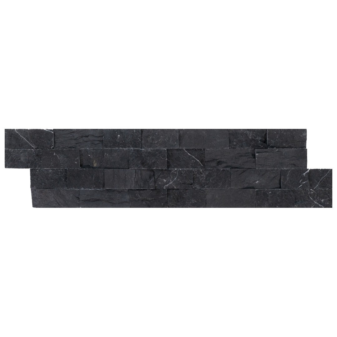 Keystone 6" x 24" Black Marble Natural Ledger Stone Mosaic