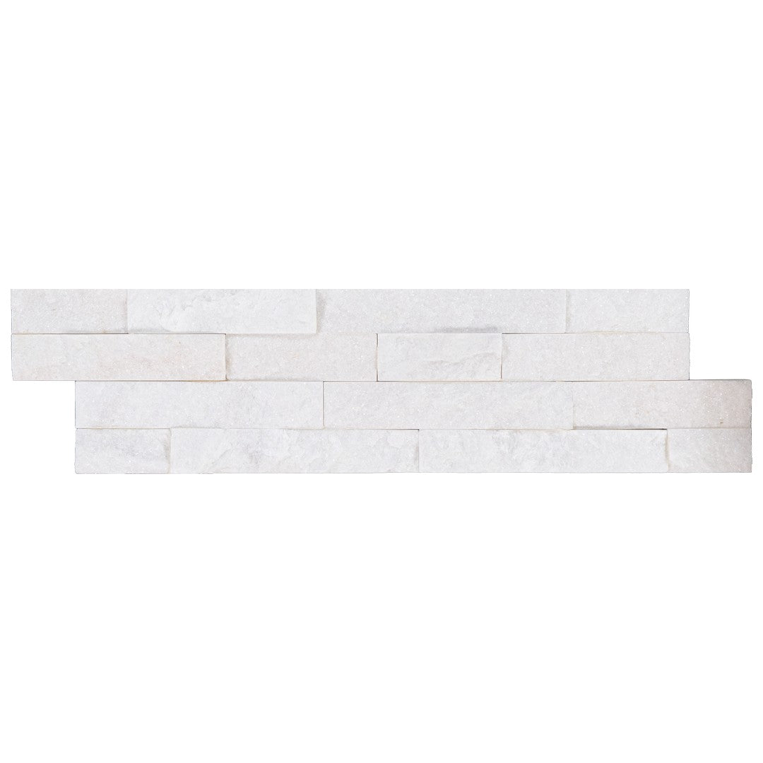 Keystone 6" x 24" Glacier White Natural Ledger Stone Mosaic