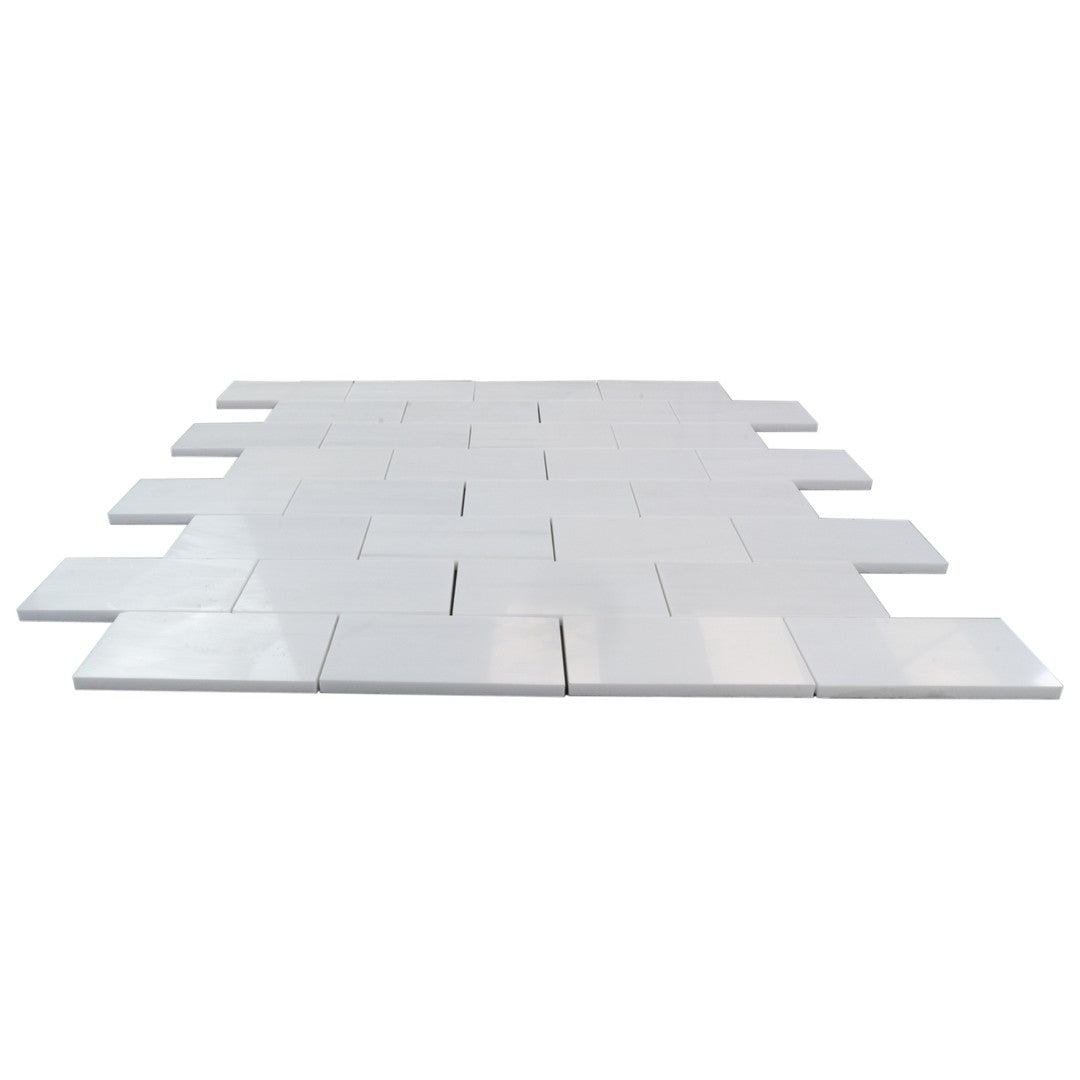 Keystone 12" x 12" Dolomite Polished Marble Brick 3x6" Mosaic-Bianco