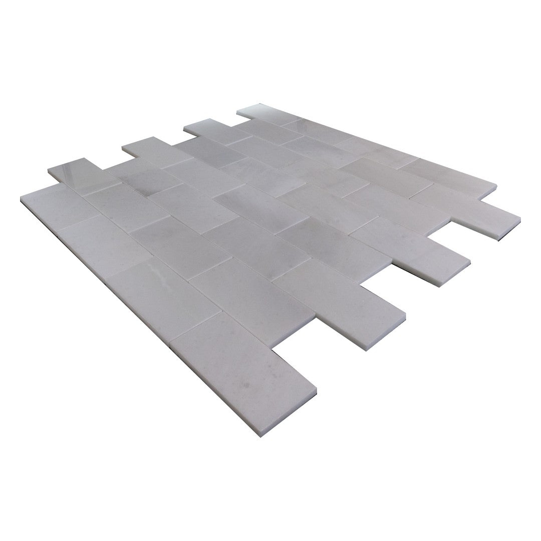 Keystone 12" x 12" Snow White Polished Marble Mosaic-Snow White