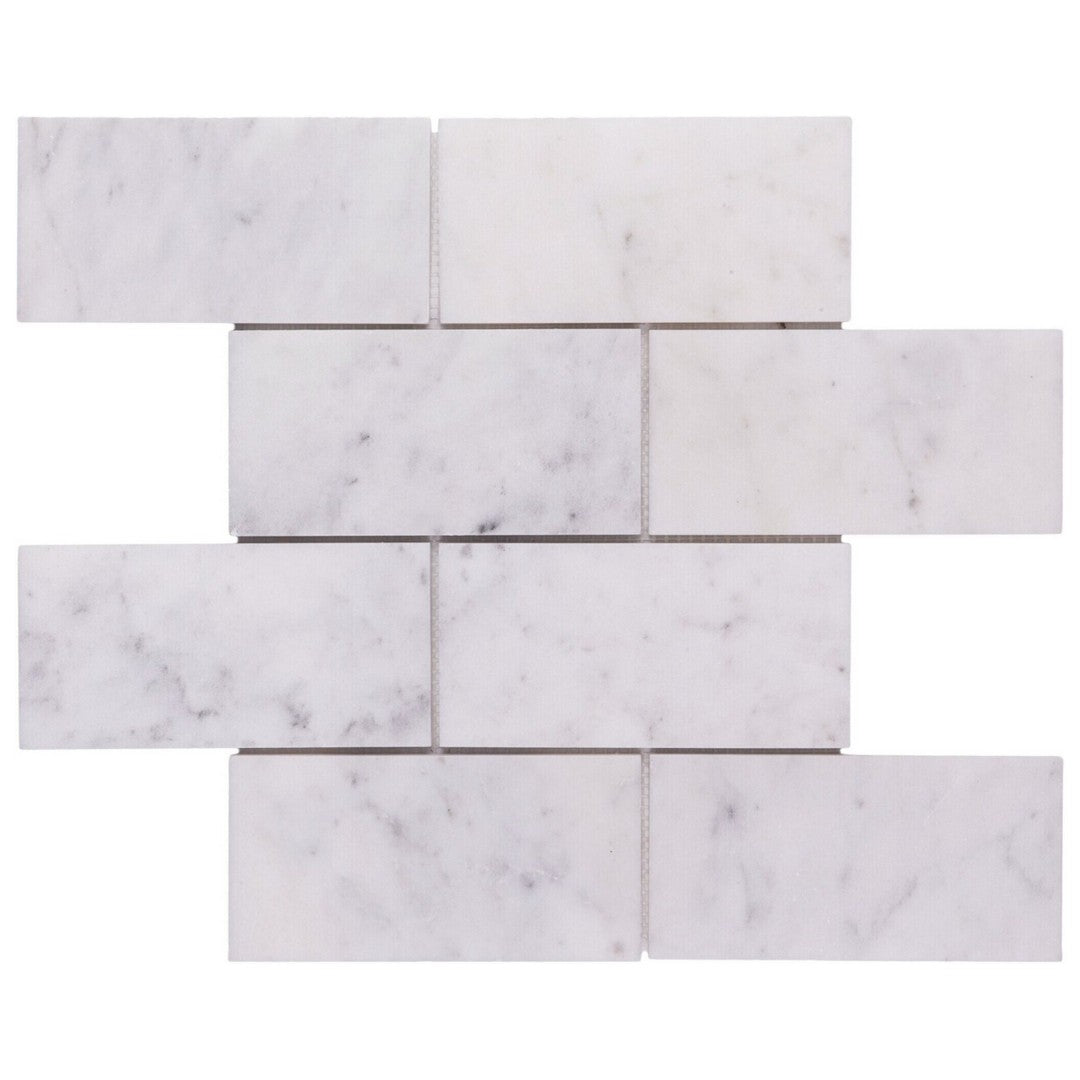 Keystone 12" x 12" Snow White Polished Marble Mosaic