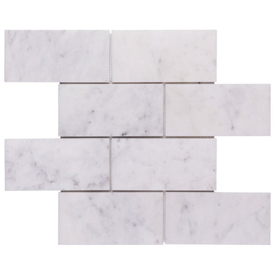Keystone 12" x 12" Snow White Polished Marble Mosaic