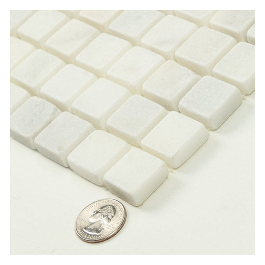 Keystone 12" x 12" Snow White Tumbled Marble Mosaic-Snow White