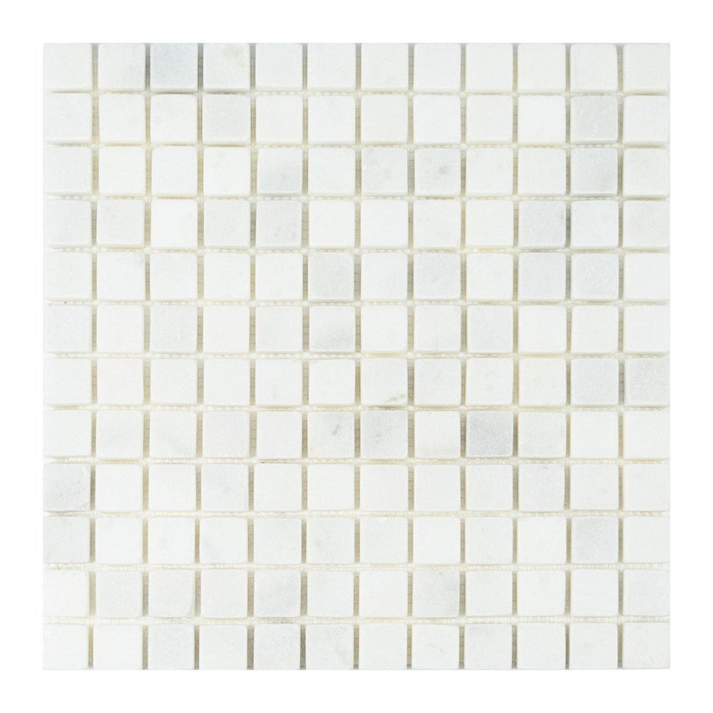 Keystone 12" x 12" Snow White Tumbled Marble Mosaic