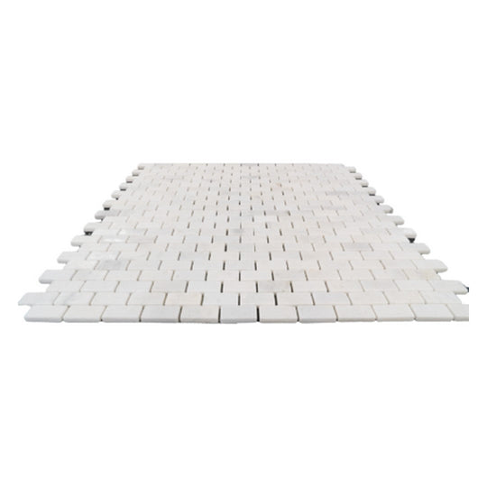 Keystone 12" x 12" Snow White Tumbled Marble 1x2" Mosaic-Snow White