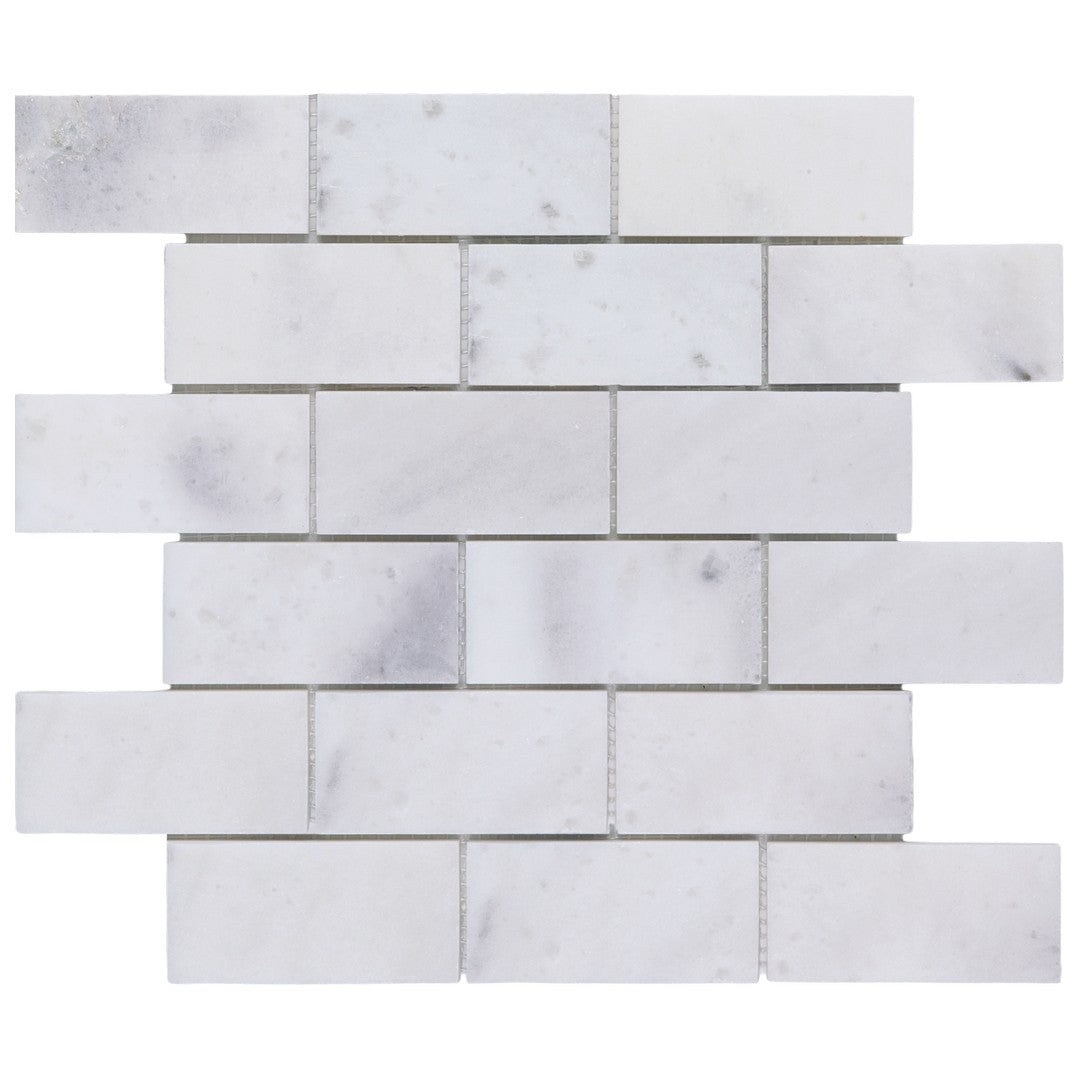 Keystone 12" x 12" Snow White Polished Marble 2x4" Mosaic