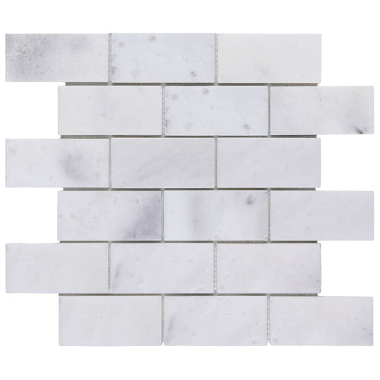 Keystone 12" x 12" Snow White Polished Marble 2x4" Mosaic