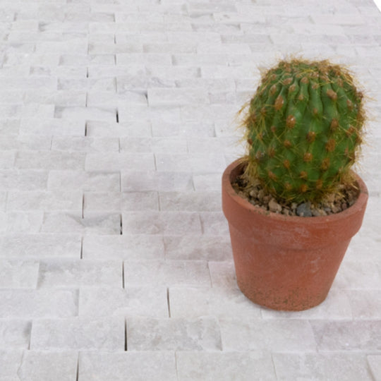 Keystone 12" x 12" Snow White Split Face Natural Stone Mosaic-Snow White