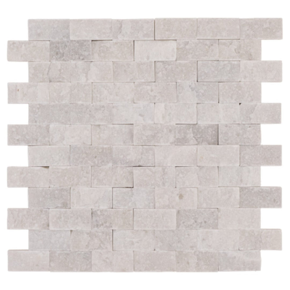 Keystone 12" x 12" Snow White Split Face Natural Stone Mosaic