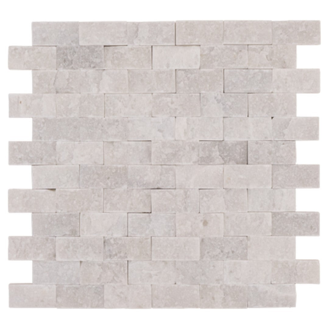 Keystone 12" x 12" Snow White Split Face Natural Stone Mosaic