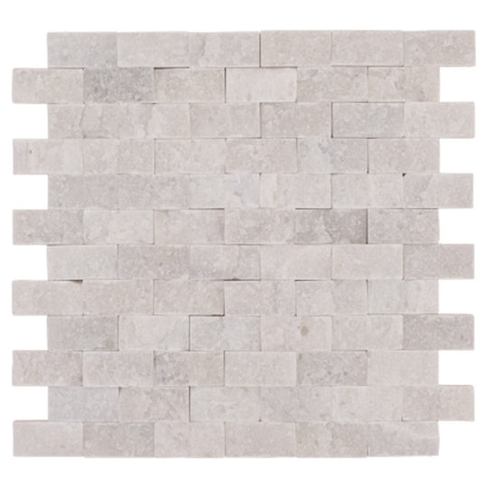 Keystone 12" x 12" Snow White Split Face Natural Stone Mosaic