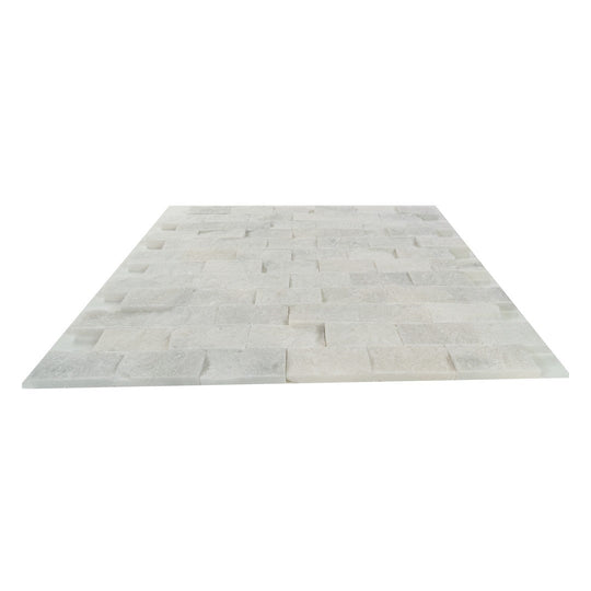 Keystone 12" x 12" Snow White Split Face Natural Stone 2x4" Mosaic-Snow White