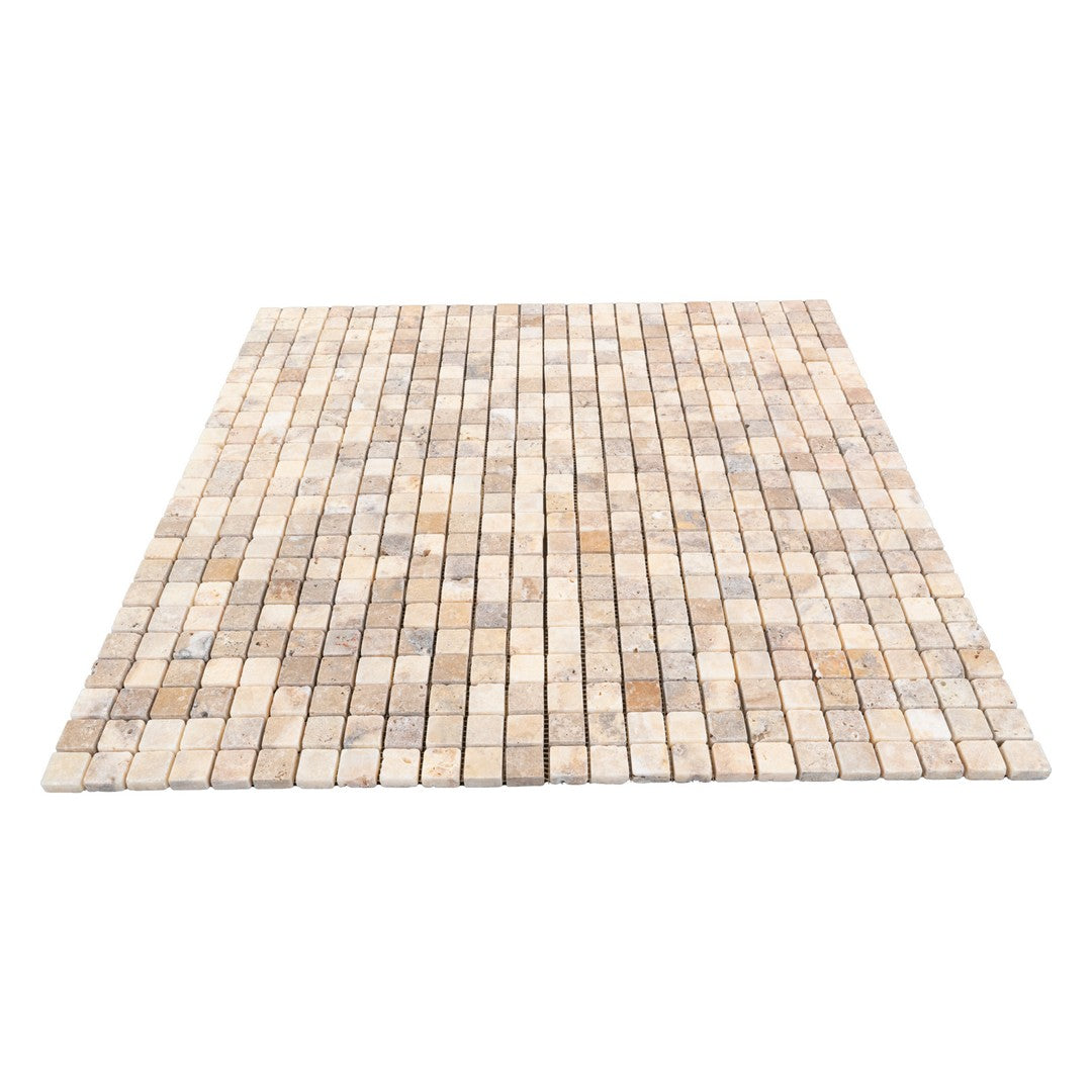 Keystone 12" x 12" Escabesa Tumbled Travertine Mosaic-Escabesa