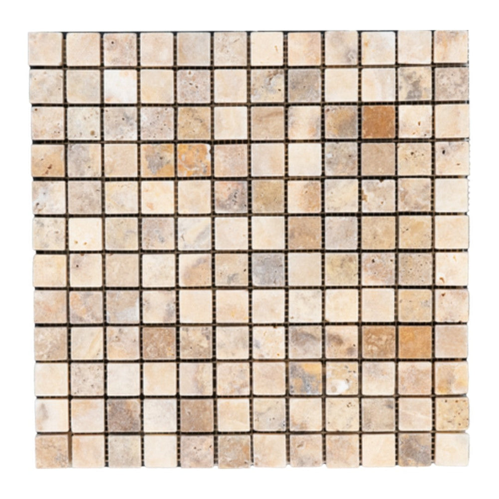 Keystone 12" x 12" Escabesa Tumbled Travertine Mosaic