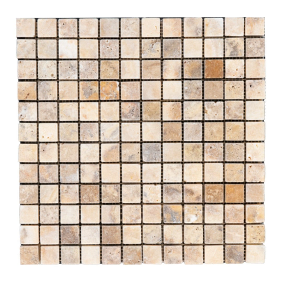 Keystone 12" x 12" Escabesa Tumbled Travertine Mosaic
