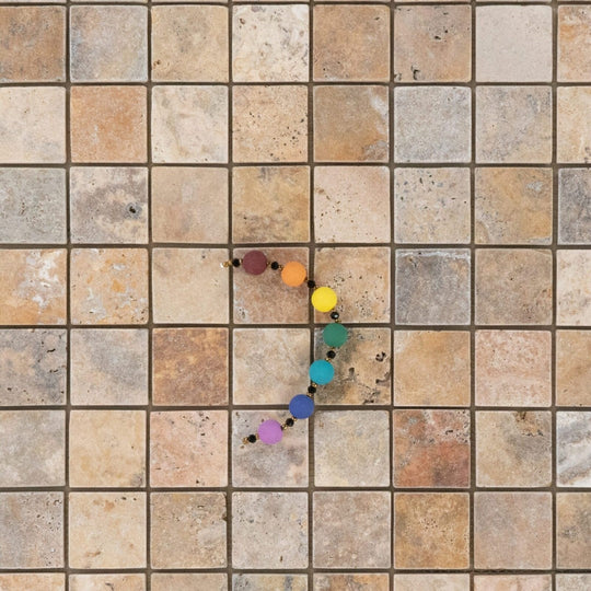 Keystone 12" x 12" Escabesa Tumbled Travertine 2" Mosaic-Escabesa